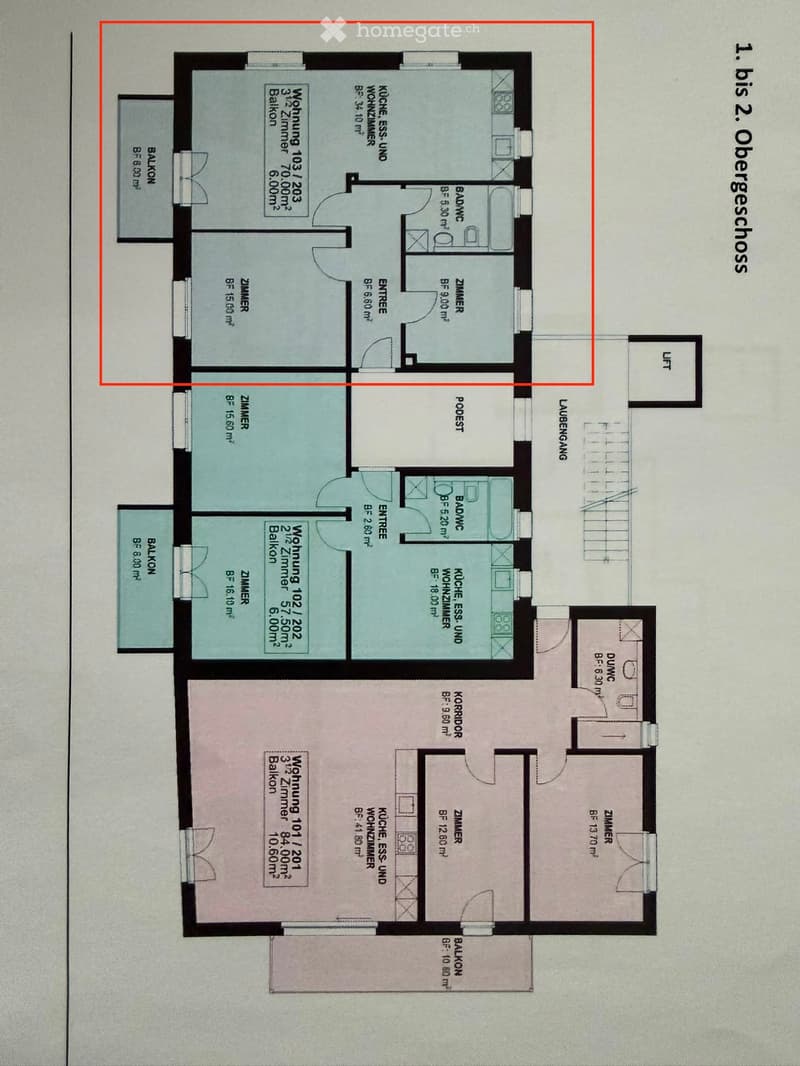 Floor plan of a two-story apartment with multiple rooms including living rooms, bedrooms, bathrooms, kitchen, and balconies.