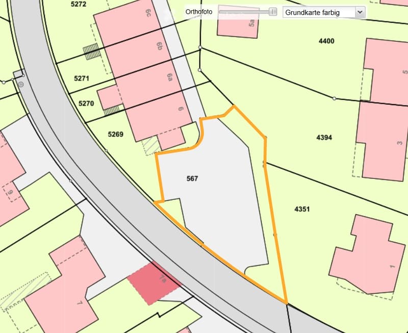 A detailed map showing various plots and land divisions with labeled sections and boundaries.