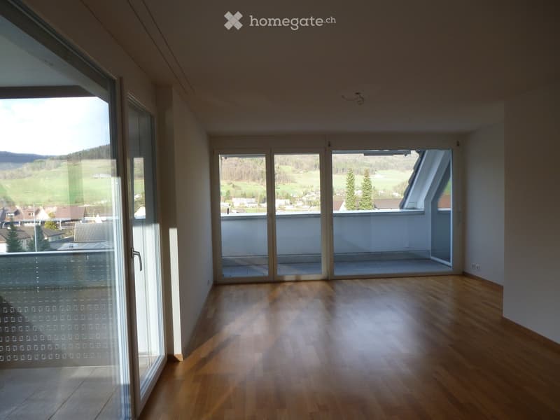 large windows, sliding doors, wooden floor, balcony