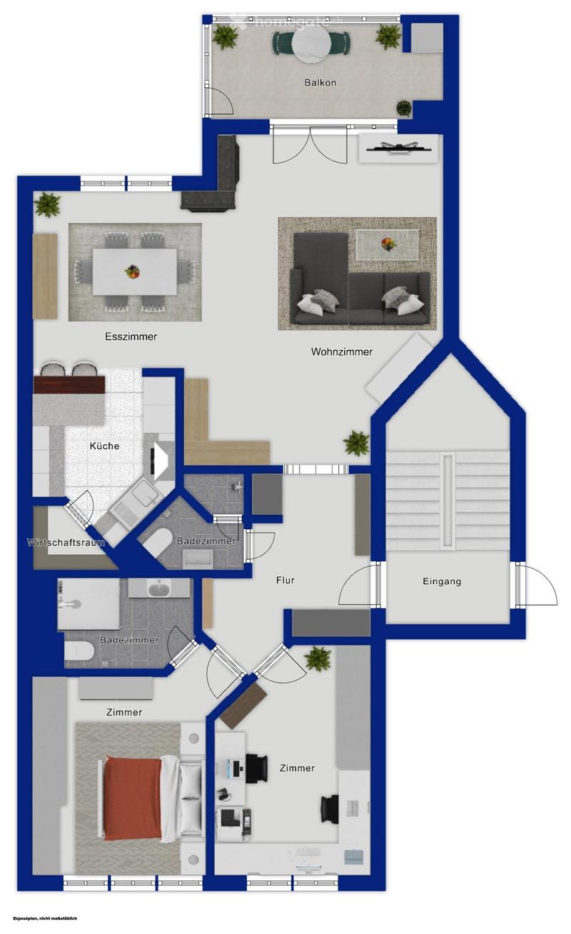 Floor plan showing a multi-room layout including a living room, dining room, kitchen, two bathrooms, two bedrooms, a hallway, entrance, and a balcony.