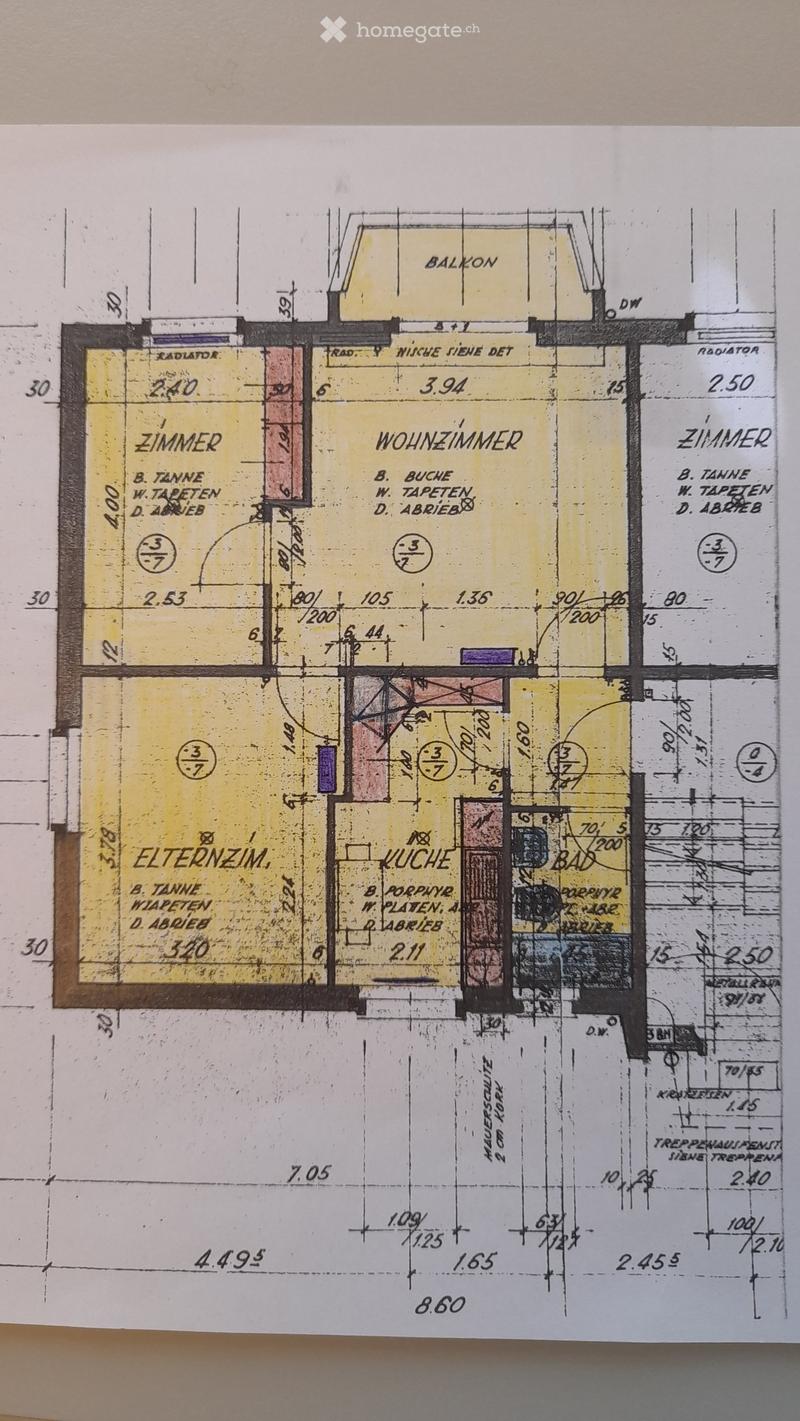 Floor plan showing a layout with multiple rooms including a living room, kitchen, bathroom, bedroom, and balcony.