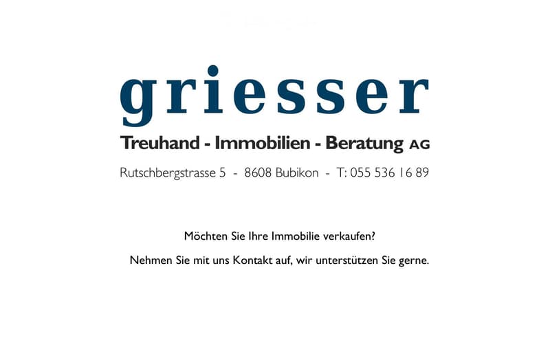 Real estate agency GRIESSER with contact information and an invitation to contact for selling real estate