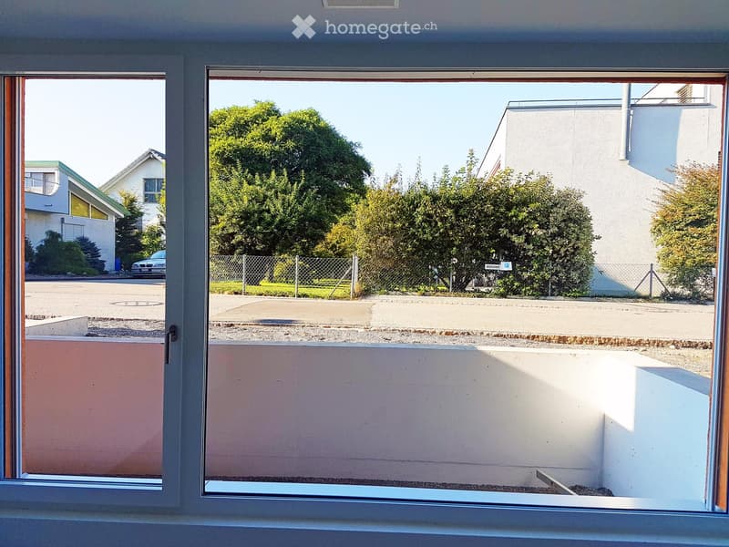 Glass window, View of street and greenery