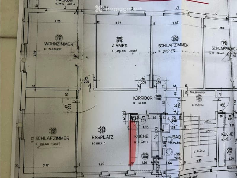 Floor plan showing a residential layout with labeled rooms including living room, bedroom, kitchen, bathroom, and hallway.
