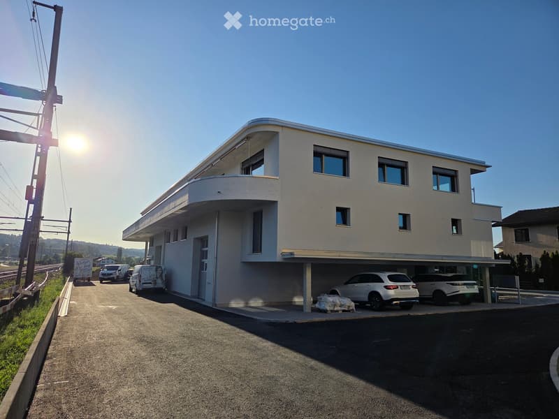 Modern two-story house with a garage, multiple windows, and a clean, minimalist design.