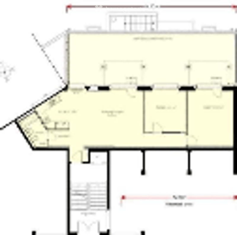 Floor plan of a multi-room residential space, including living room, dining room, kitchen, bedrooms, bathrooms, and hallway.