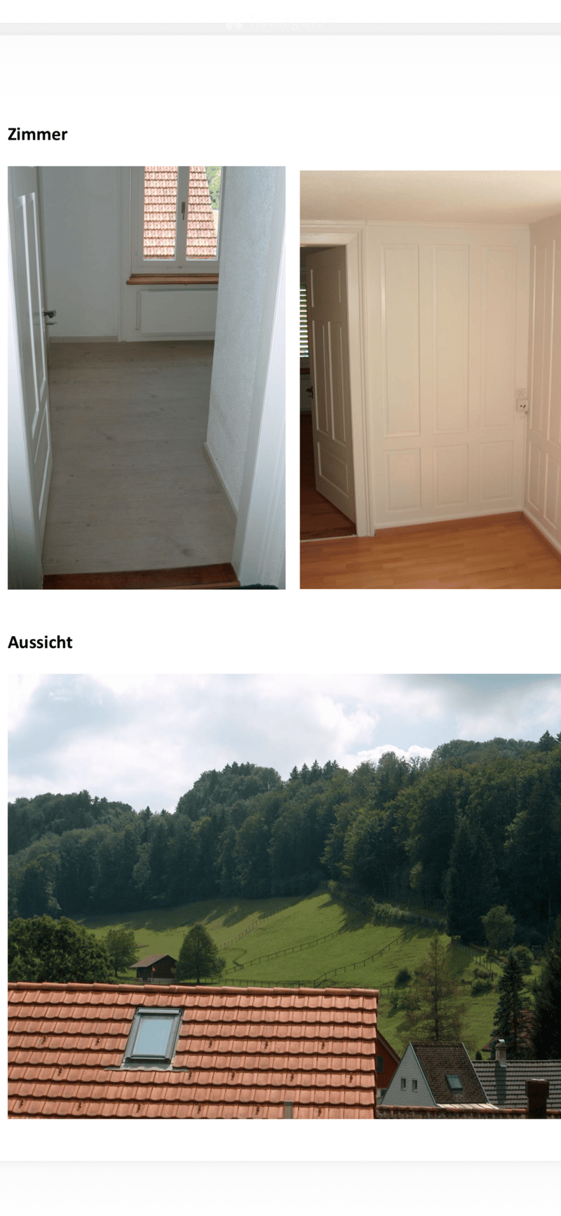 Two empty rooms with wooden flooring and white walls, one with a window and radiator, the other with a door and electrical outlet.