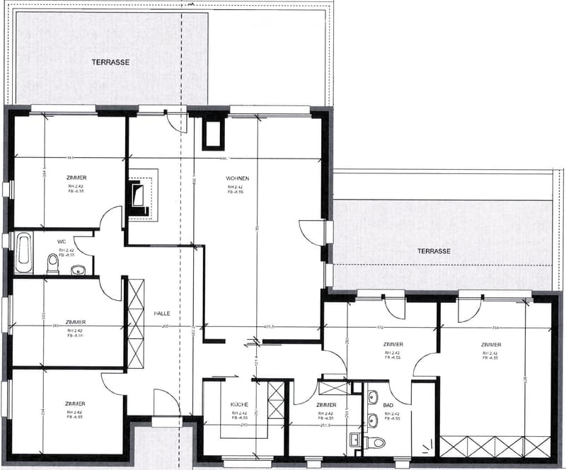 3 bedrooms, 2 bathrooms, living room, kitchen, entrance hall, terrace