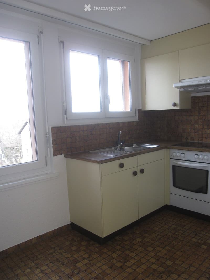 kitchen with sink, oven, and windows
