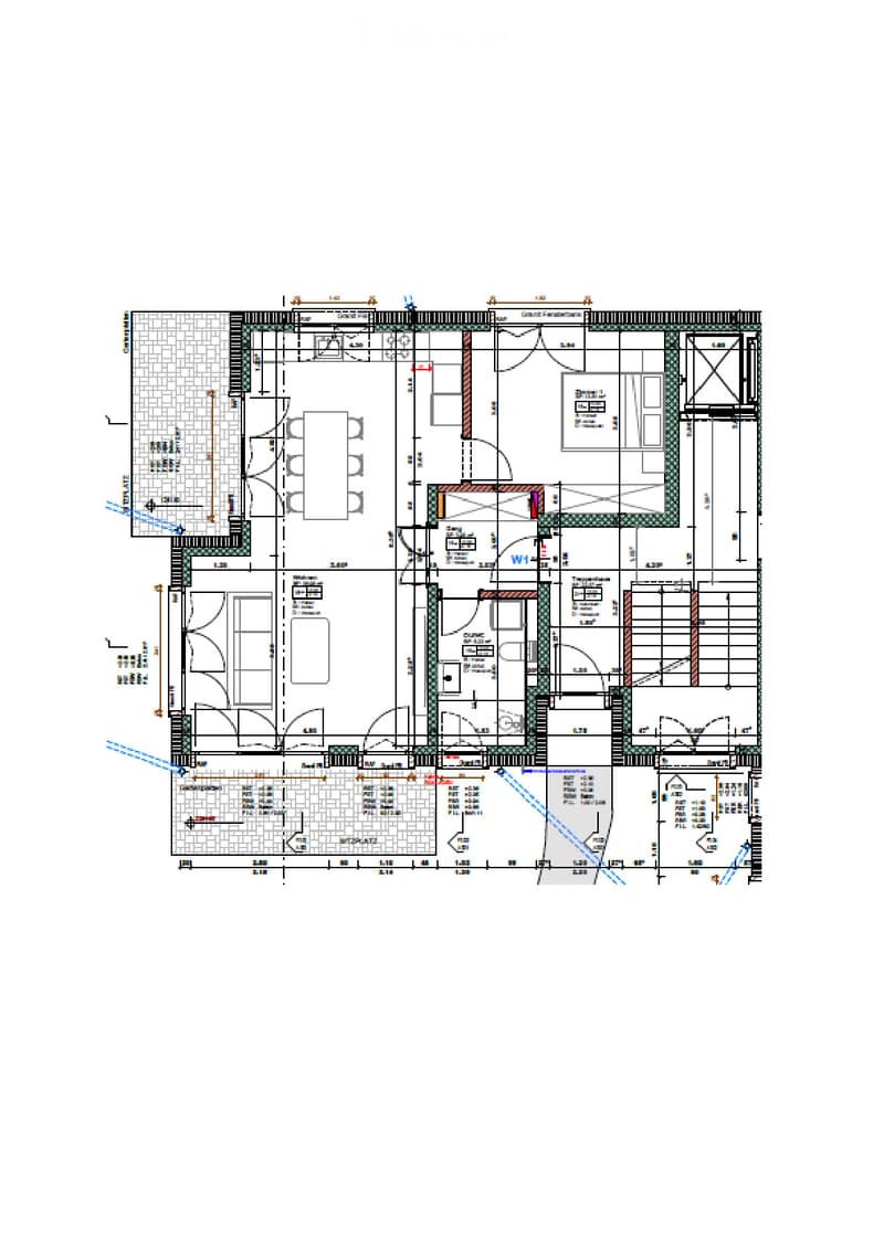 Floor plan of a multi-room residential space, including living room, dining room, kitchen, bedrooms, bathrooms, and hallway.