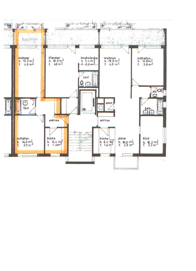 Floor plan showing multiple rooms including living areas, bedrooms, bathrooms, and kitchen spaces with labeled dimensions.