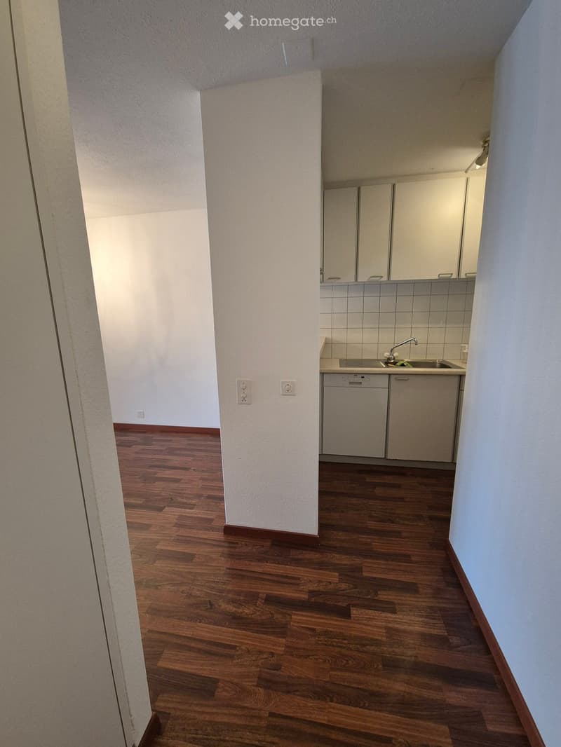 empty room, kitchen area, dishwasher, electric outlets, wooden floor
