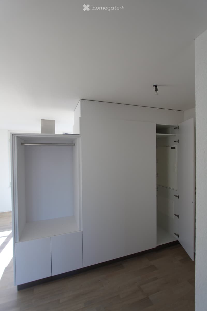 Empty room with white built-in closet and wooden floor. No furniture or personal items visible.