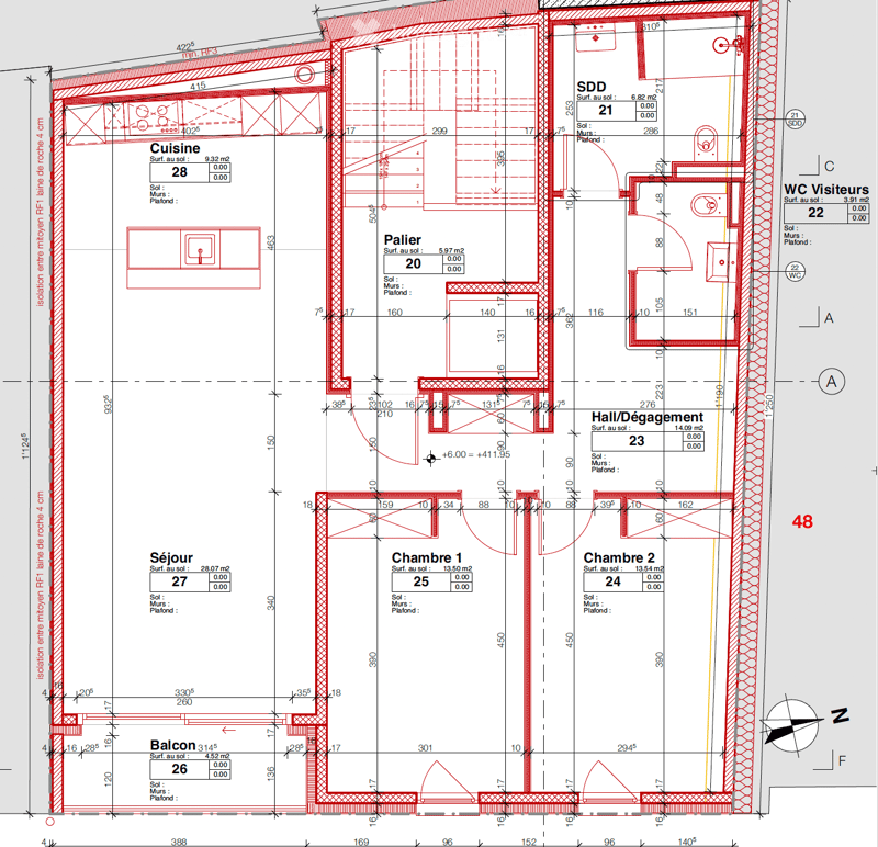 Floor Plan. Floor plan showing a kitchen, living room, two bedrooms, hallway, visitor WC, and a balcony.