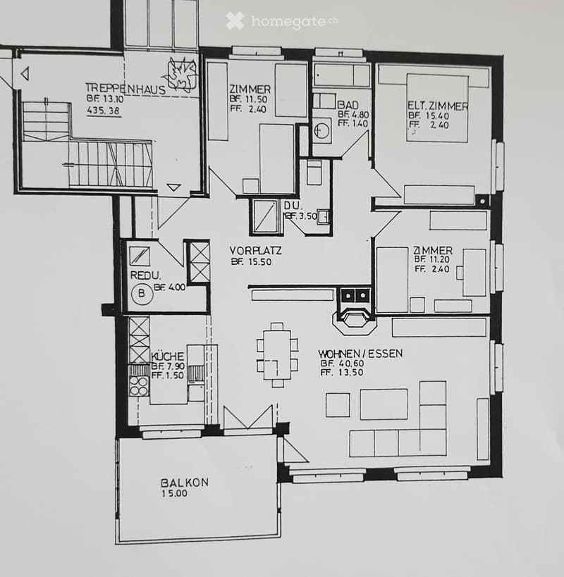 Floor plan showing a multi-level house with labeled rooms including kitchen, living/dining area, bedrooms, bathroom, and balcony.