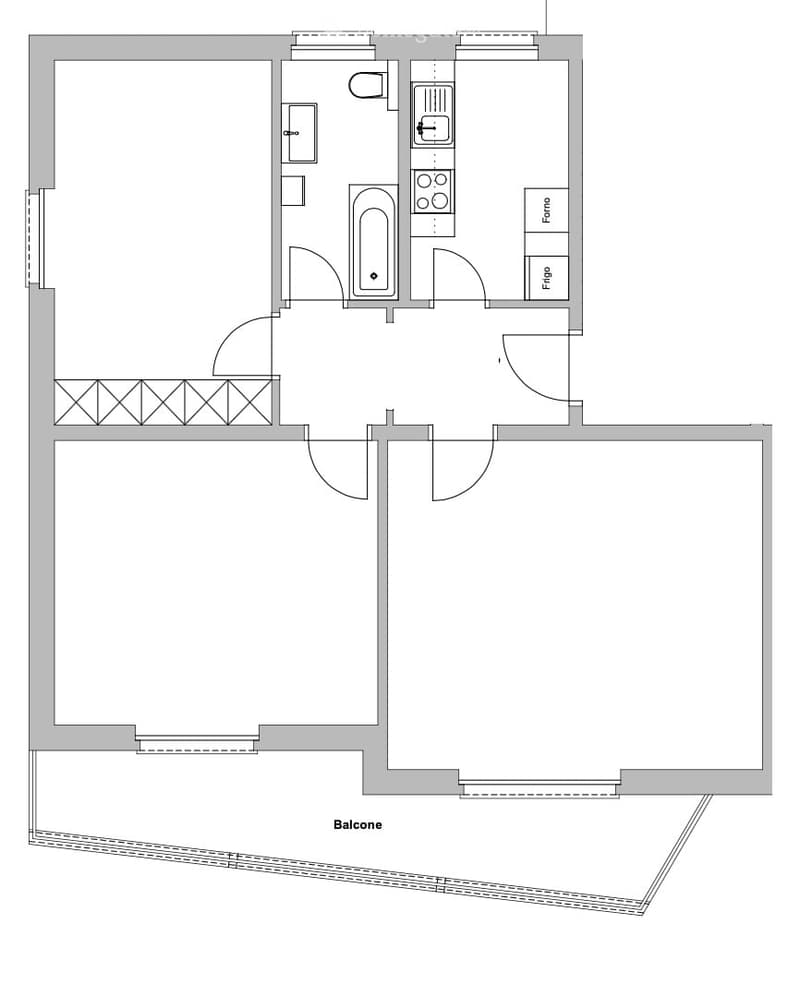Living room, Kitchen, Bathroom, Bedroom, Balcony