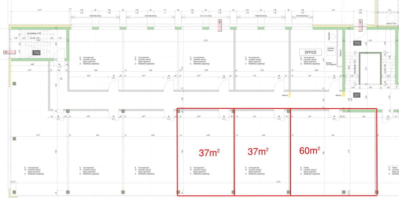 37 square meters, 60 square meters, balcony, office, kitchen