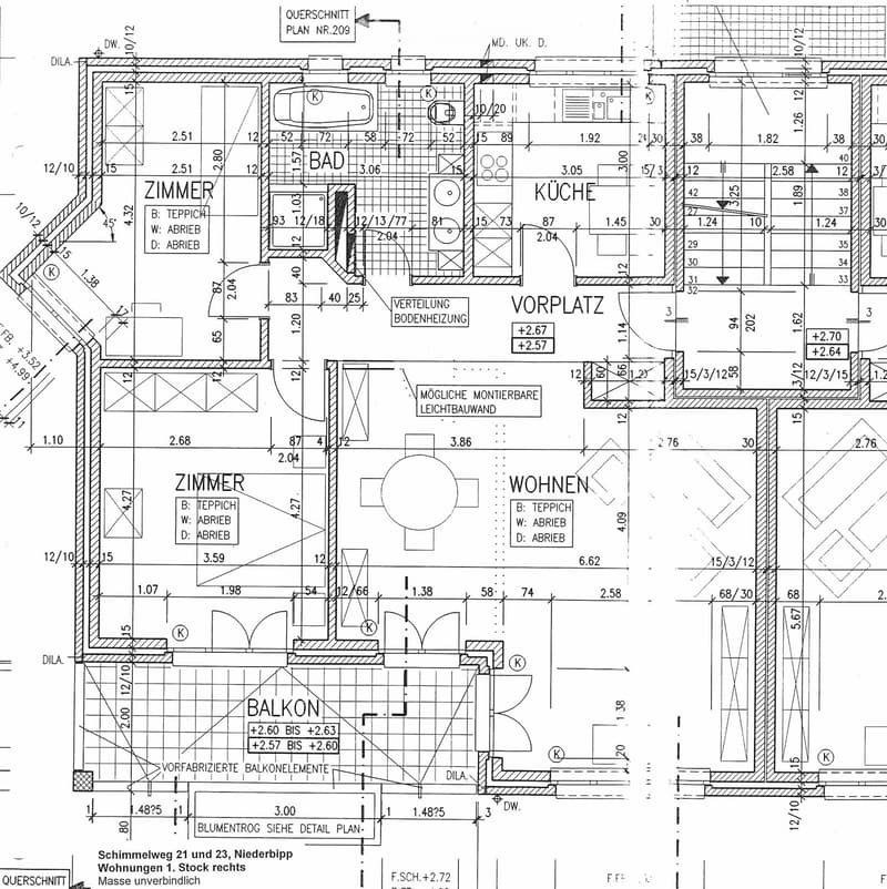 Floor plan showing a layout with labeled rooms including a bathroom, kitchen, living area, bedroom, and balcony.