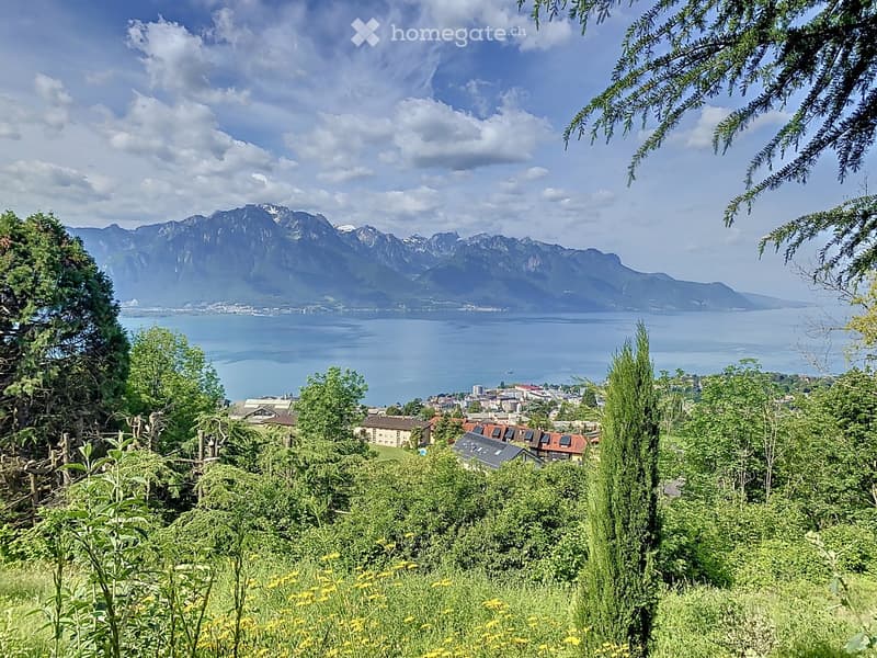 Panoramic view of mountains, cityscape, waterbody, green vegetation