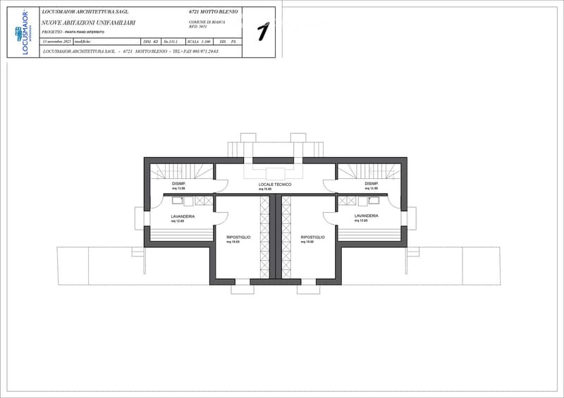 Floor plan of a single-family home with two bedrooms, two bathrooms, a technical room, and a laundry area.