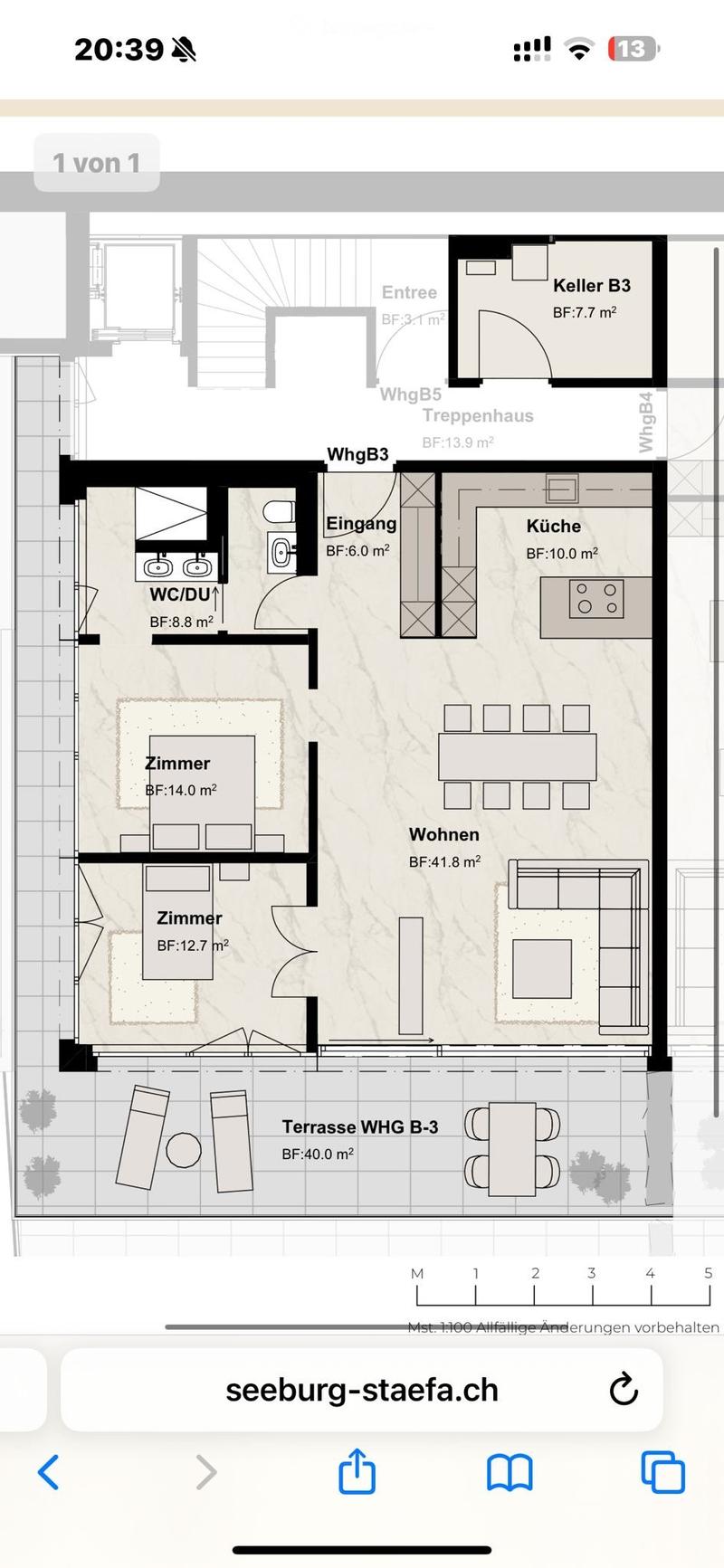 Floor plan showing a multi-level residential layout with labeled rooms including entrance, kitchen, living area, bedrooms, and a terrace.