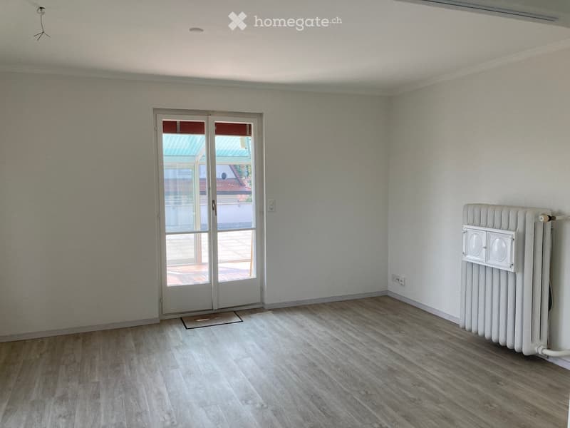 Other. {"visible_features":["Balcony / Terrace"],"type":"Room","description":"Spacious room with hardwood-style flooring, white walls, and a sliding glass door leading to a balcony or terrace. The room also features a radiator heater."}