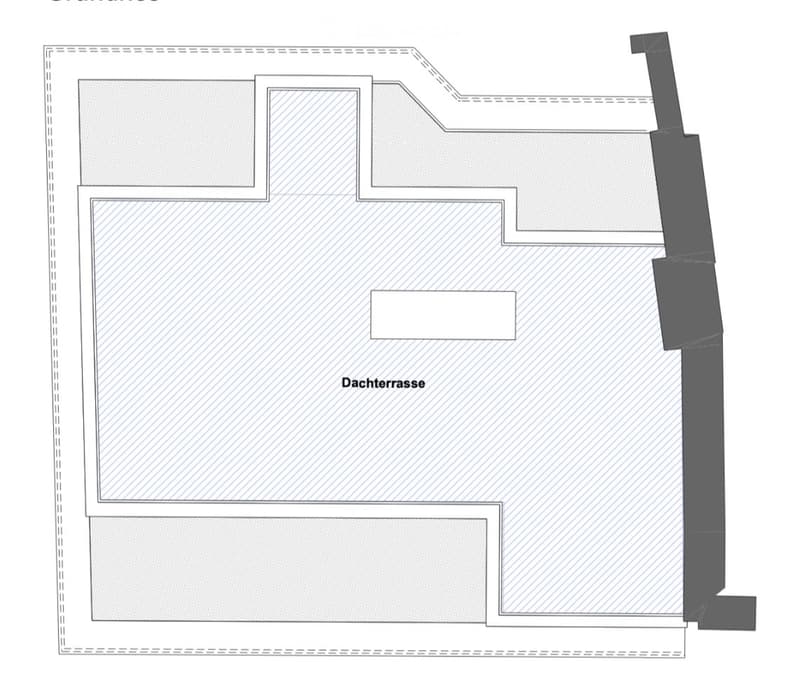 Floor plan with living room, kitchen, 2 bedrooms, 2 bathrooms, and a terrace.