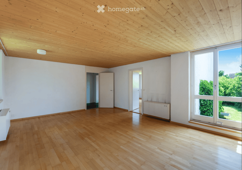 empty room, wooden floor, white walls, ceiling, white doors, windows, white radiator