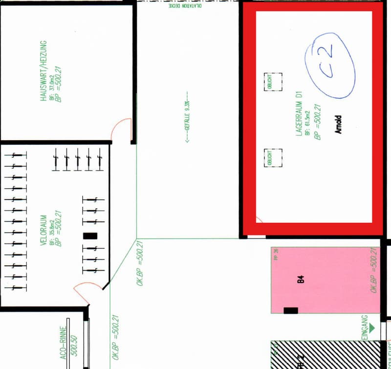 Floor plan showing a layout with labeled rooms including a hallway, living room, bedroom, and entrance area. Dimensions and room labels are indicated.