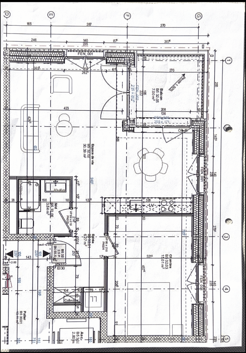 Floor plan showing multiple rooms including a living room, kitchen, bedrooms, bathrooms, and a balcony.