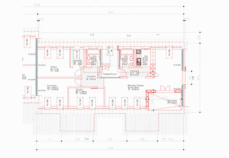 Floor plan showing a multi-room layout including living room, kitchen, bedrooms, bathrooms, and a terrace.