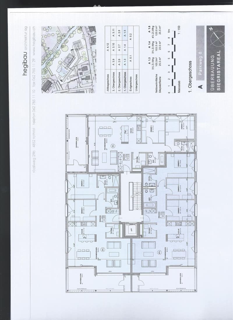 Floor plan of a multi-unit residential building showing living spaces, bedrooms, bathrooms, and common areas.