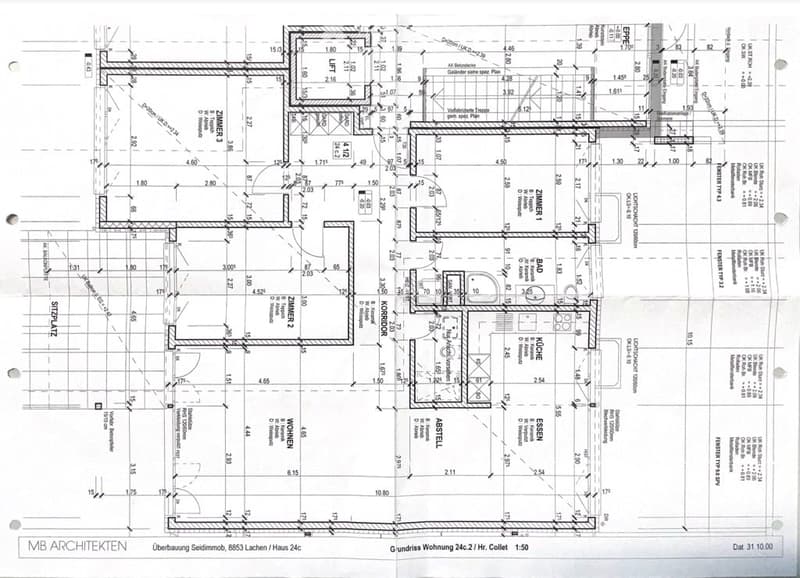 Floor plan of a multi-room residential space, including living room, kitchen, bedrooms, bathrooms, and hallway.