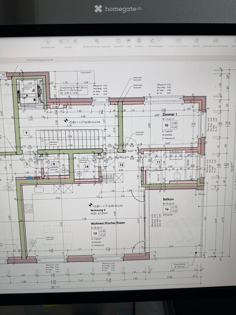 Floor plan of a residential unit showing multiple rooms including a living room, kitchen, bedrooms, bathrooms, and a balcony.