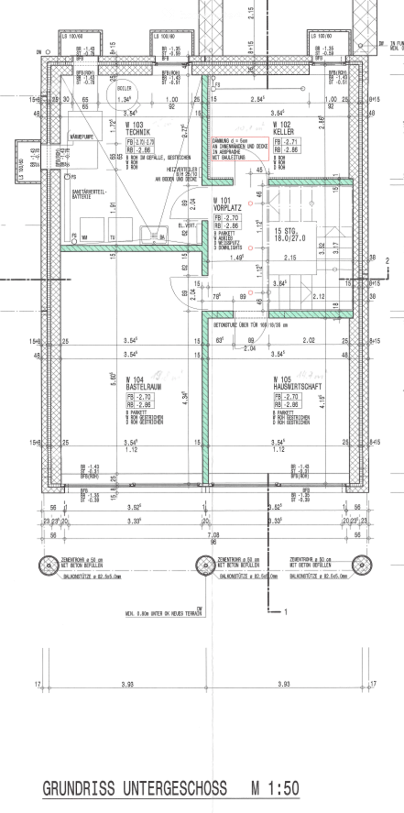 Ground floor plan showing multiple rooms including a workshop, office, storage, and living areas. Dimensions and room labels are visible.