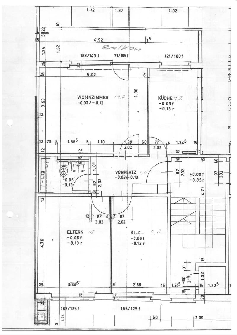 Floor plan showing a living room, kitchen, dining area, two bedrooms, and a bathroom with dimensions and measurements.