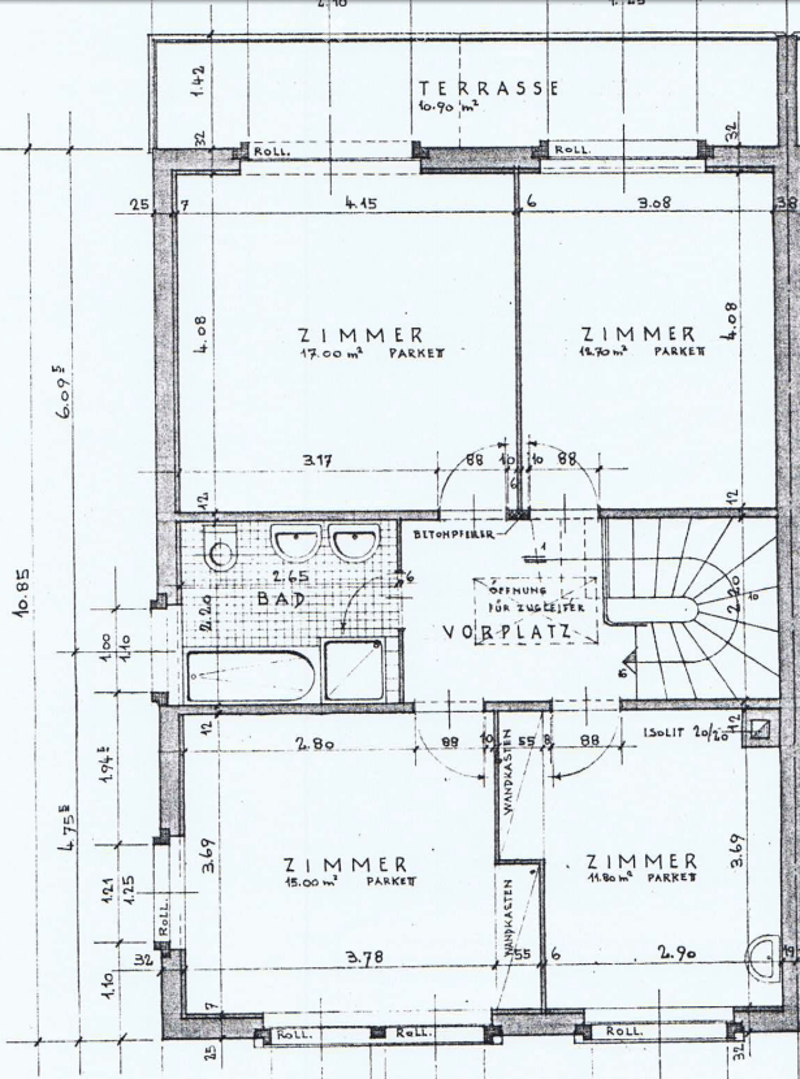 Floor plan showing a terrace, two bedrooms, a bathroom, and a living space.