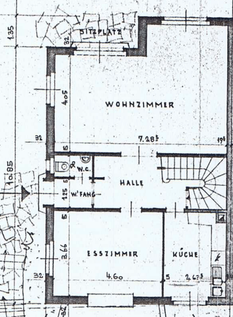 Floor plan showing a living room, hallway, bedroom, kitchen, and bathroom with labeled dimensions.