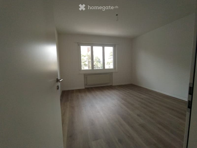 large window, hardwood floor, radiator