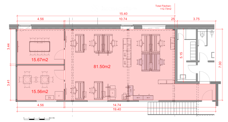 Floor plan showing a layout with multiple rooms including a large central space (81.50m2), two smaller rooms (15.67m2 and 15.56m2), and additional areas with dimensions labeled.