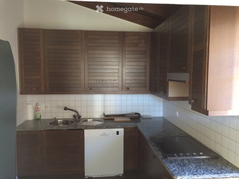 Modern kitchen with wooden cabinets, granite countertops, stainless steel sink, dishwasher, and electric stove.