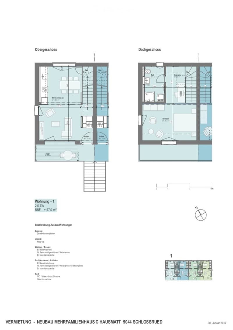 Floor plan of a 2.5-room apartment with living room, kitchen, bedroom, bathroom, and balcony.
