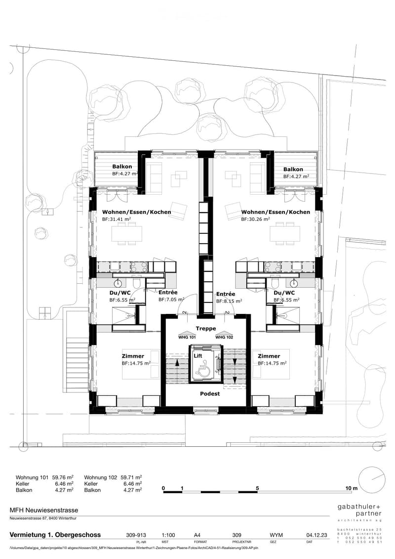 Floor plan includes living room, kitchen, bathroom, bedroom, balcony, entry, stairs, and lift