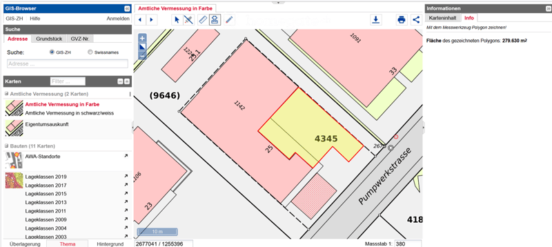 GIS map showing property boundaries and parcel numbers, including highlighted areas and street names.