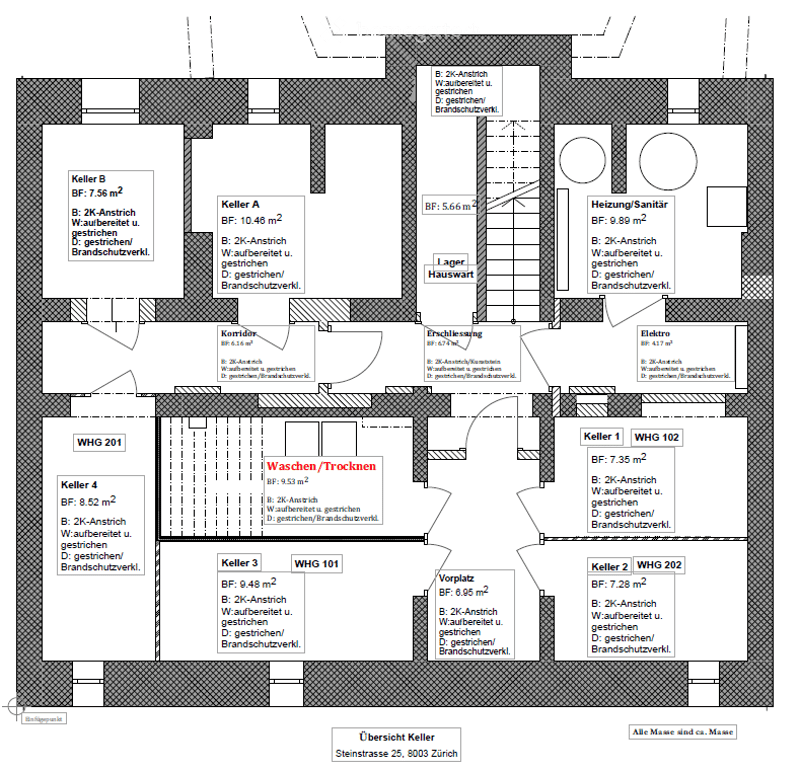 Floor plan of a basement level showing multiple rooms including storage, utility areas, and wash/dry areas.
