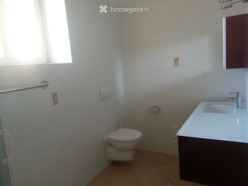 white tiles, white sink, white toilet, wooden floor, power outlet