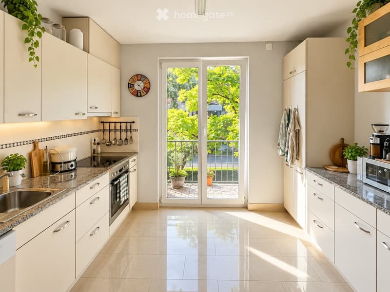 {"visible_features": ["Balcony / Terrace"], "type": "Kitchen", "objects": ["sink", "oven", "microwave", "coffee maker", "faucet", "clock", "oven mitt", "oven gloves", "oven mitt", "oven gloves", "oven gloves", "oven gloves", "oven gloves", "oven gloves",