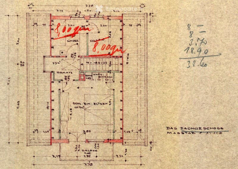 Floor plan of a house with labeled rooms including a children's room, living room, and other spaces. Dimensions and measurements are indicated throughout the layout.