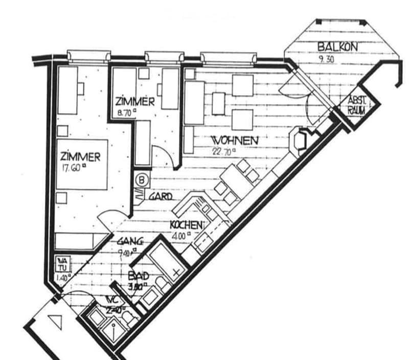 living room, kitchen, 2 bedrooms, bathroom, balcony