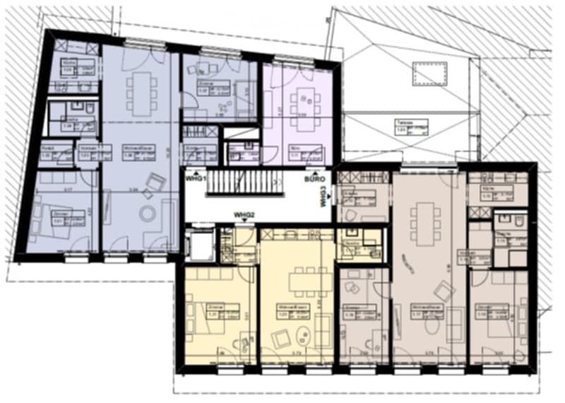 2 bedrooms, living room, kitchen, office, 2 bathrooms